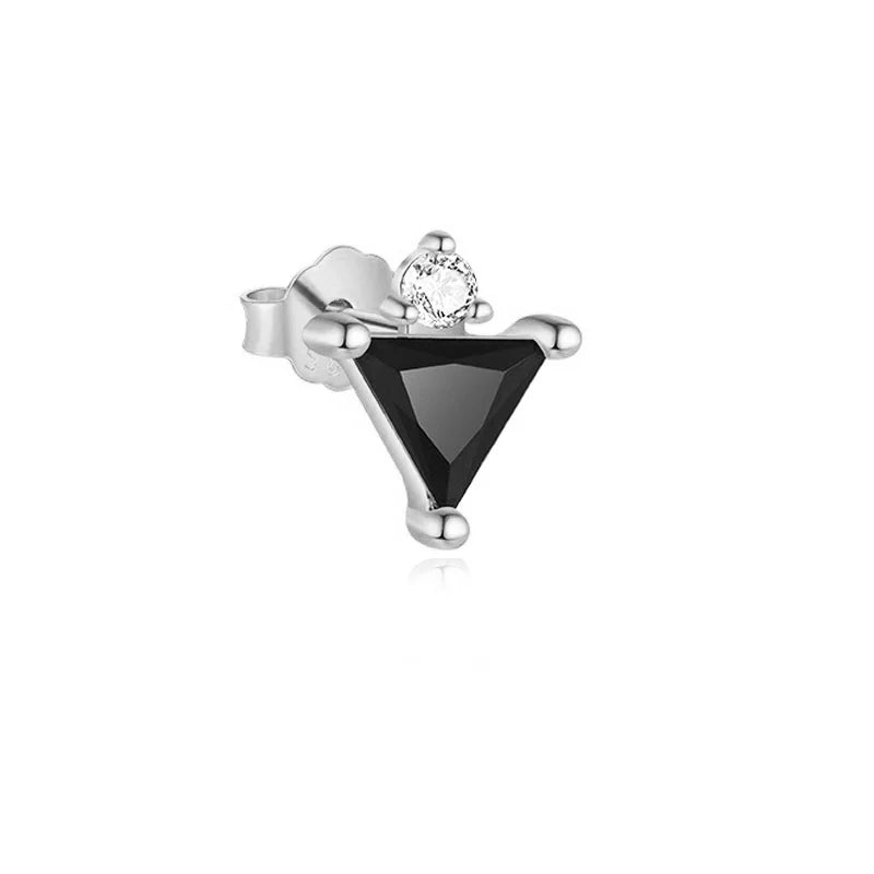 Fashion Black Triangular Single Stacked Earring  DS4743