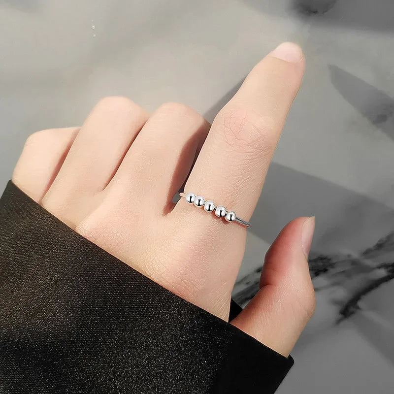 Trustdavis Real 925 Sterling Silver Fashion 5/8/10 Beads Opening Rings For Women Wedding Party Fine S925 Jewelry Gift DG0085