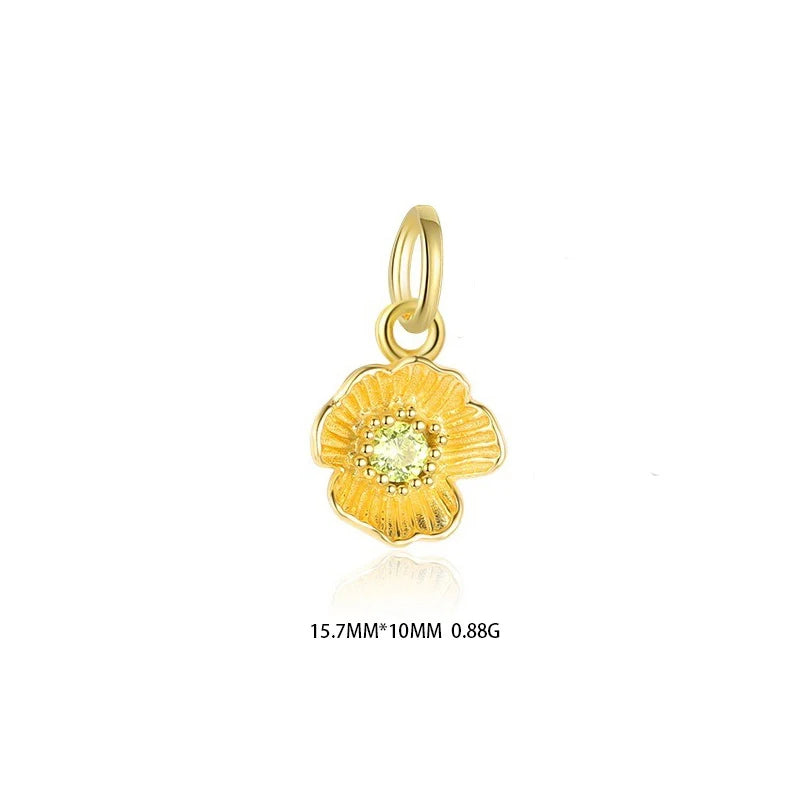 Trustdavis Real 925 Sterling Silver Feshion Simple 12 Months Birth Flower Pendant  DIY for Women Girls Fine Jewelry DS4742