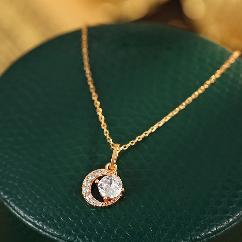 Moon Zircon Pendant Necklace DS4854