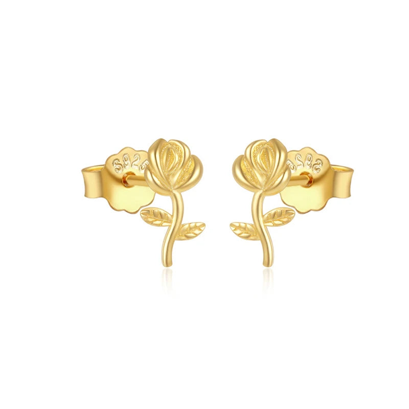 Star Earrings Minimalist Flower Rose Zircon Stud Earrings DS4992