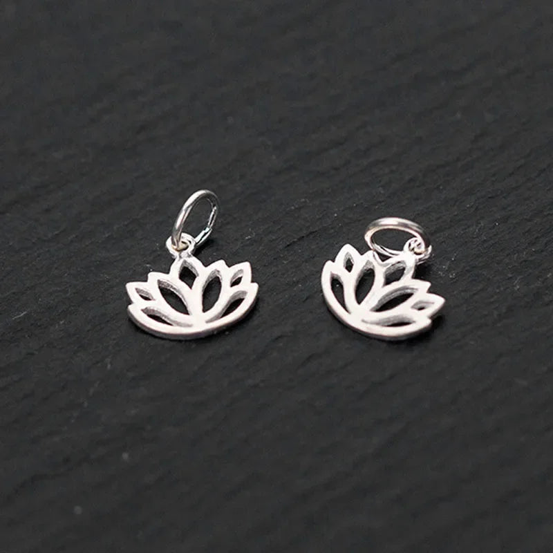 Hollow Out Lotus Charm Pendant DIY Accessories Jewelry DZ138