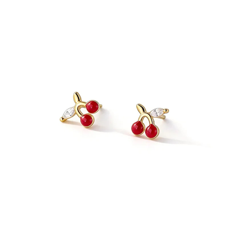 Cherry Zircon Silver Earrings DS4872