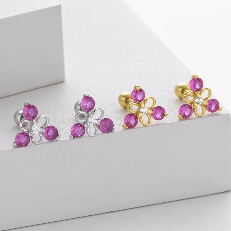 Fashion Simple Triangular Zircon Screw Earrings DS4752