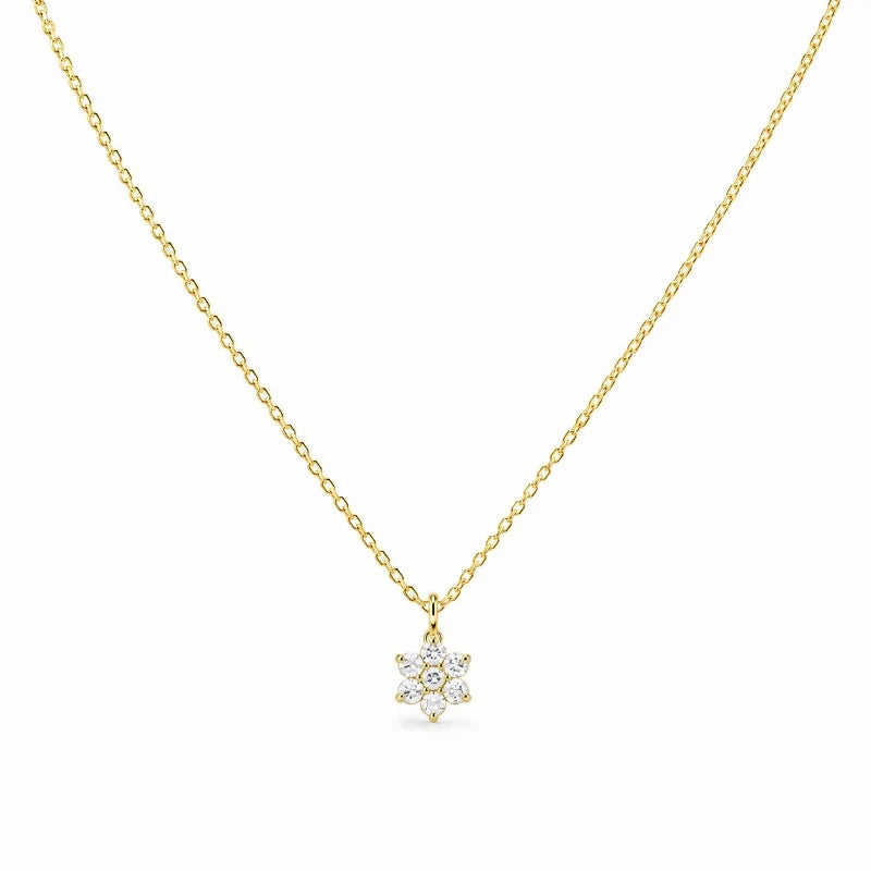 Fashion and Simple Flower Zircon Pendant Necklace for Women DS4973