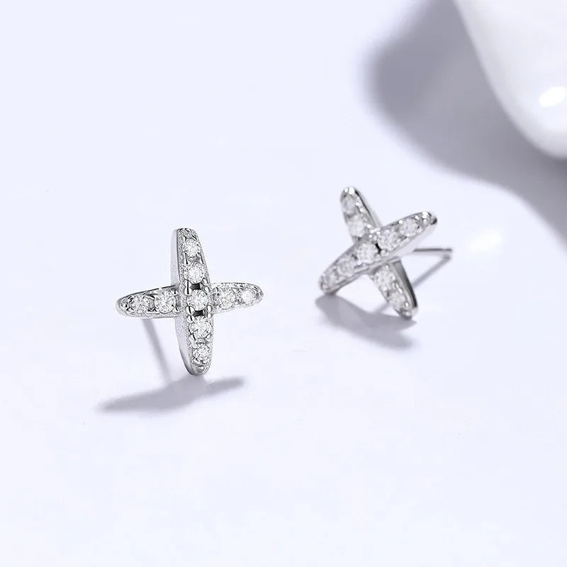 Silver Star Moissanite Stud Earrings DS5016