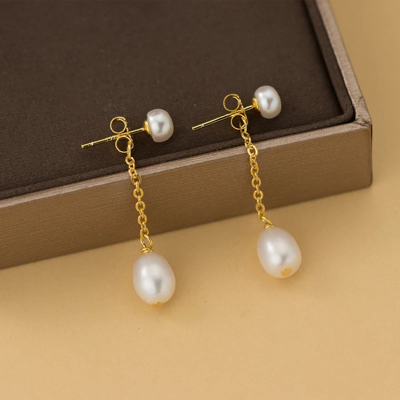 Real 925 Sterling Silver Sweet Luxury Long Tassel Stud Earrings DA3239