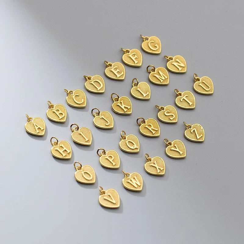 TrustDavis Real 925 Sterling Silver Name Necklace 26 Heart DIY Accessories Pendant for Women Wedding Clavicle Jewelry DZ1795