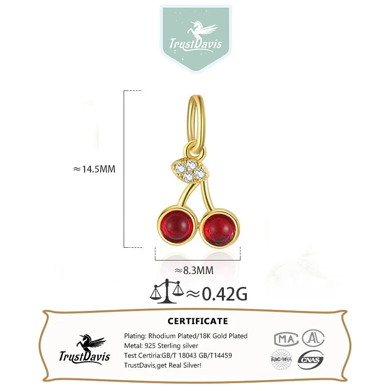 TrustDavis 925 Sterling Silver Cute Valentine’s Day Enamel Heart Pendant DIY Necklace Bracelet Accessories Fine Jewelry DZ1847