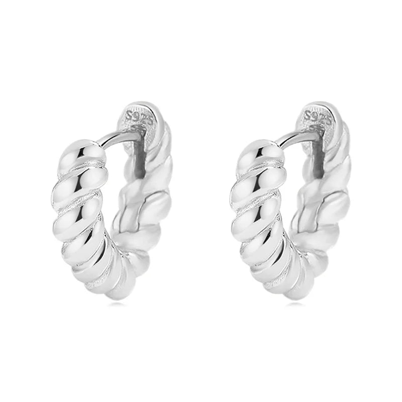 TrustDavis Real 925 Sterling Silver 2022 Fashion Triangle Twist Hoop Earrings For Women Office Lady Fine 925 Jewelry Gift DG0040