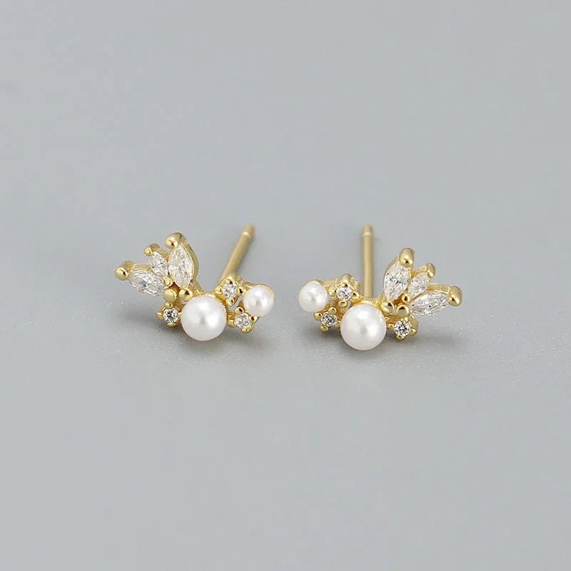 TrustDavis Real 925 Sterling Silver Minimalist Synthetic pearl Stud Earrings For Women Wedding Fine S925 Jewelry Gift DS4032