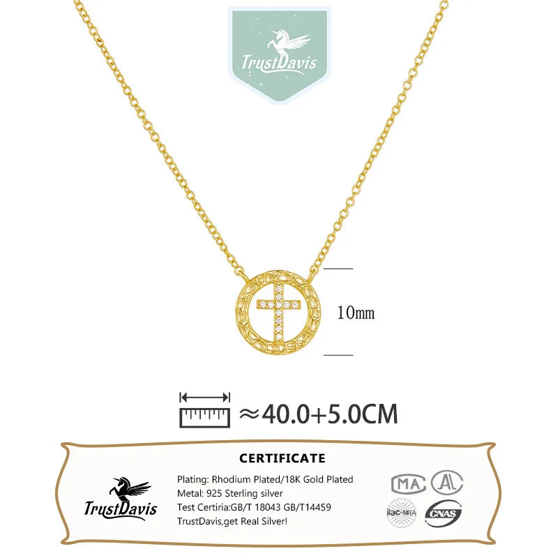 Round Hollow Cross Zircon Necklace DS4766