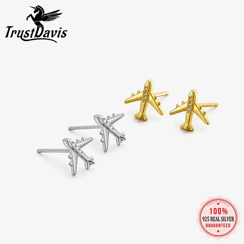 Fashion and Unique Zircon Airplane Earrings for Women DS4972