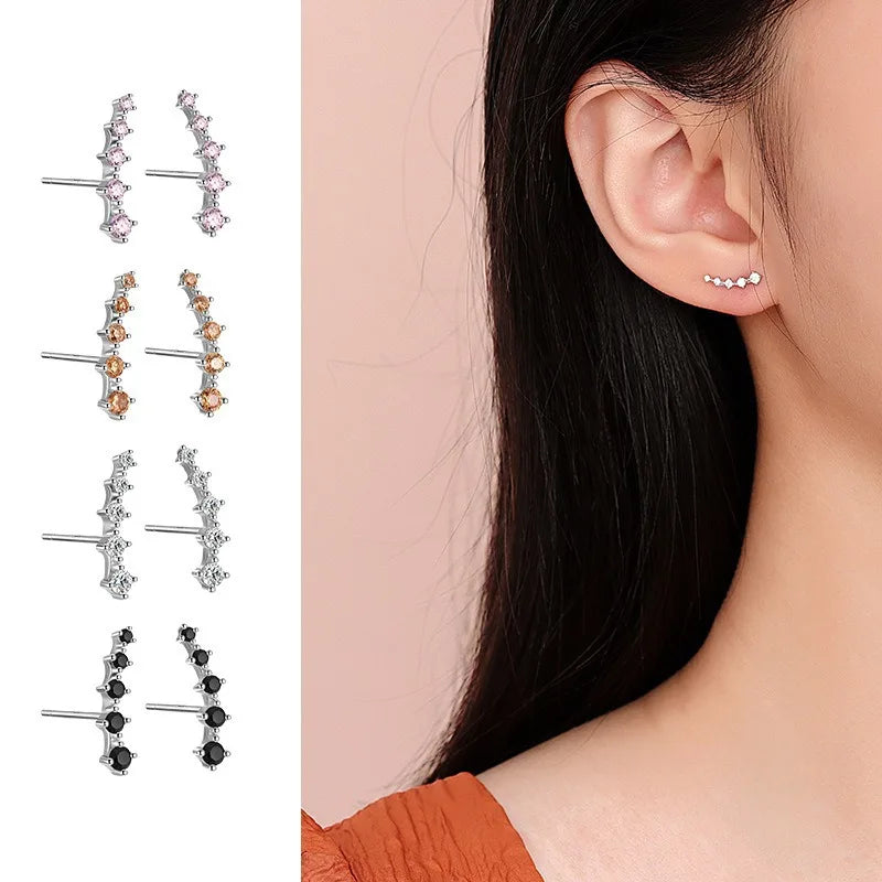 Fashion Unique Curved Colored Zircon Stud Earrings for Women DS4971
