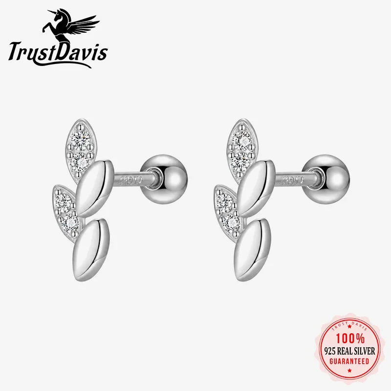 Fashion and Minimalist Leaf Screw Earrings for Women DS4961