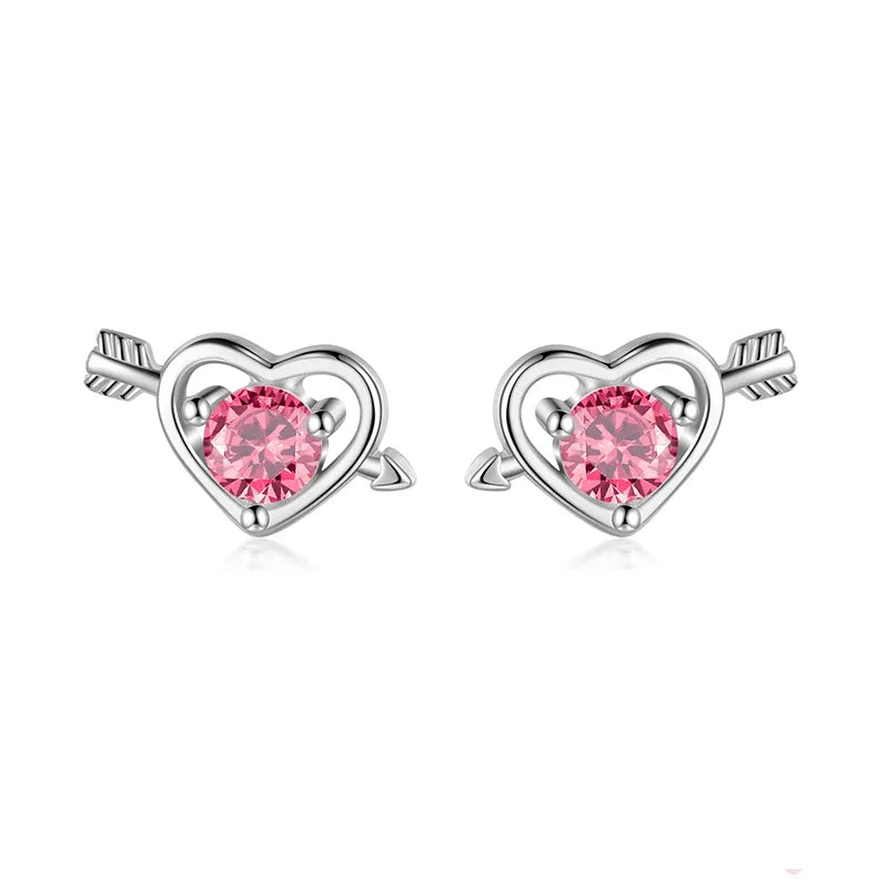 TrustDavis 100% 925 Sterling Silver Romantic Heart Stud Earrings Women's Fashion Jewelry 925  Wholesale Lots DF2031