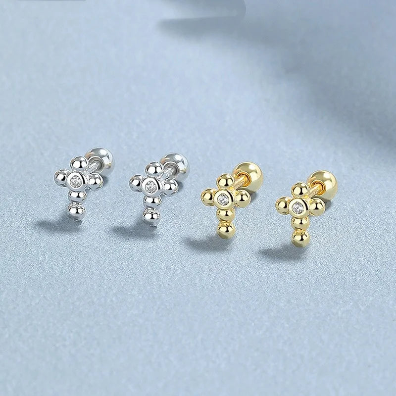 Cross Zirconia Screw Earrings DS5023