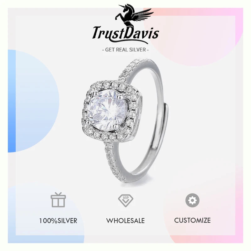 Fashion and Luxury Square Zircon Adjustable Ring DS4932