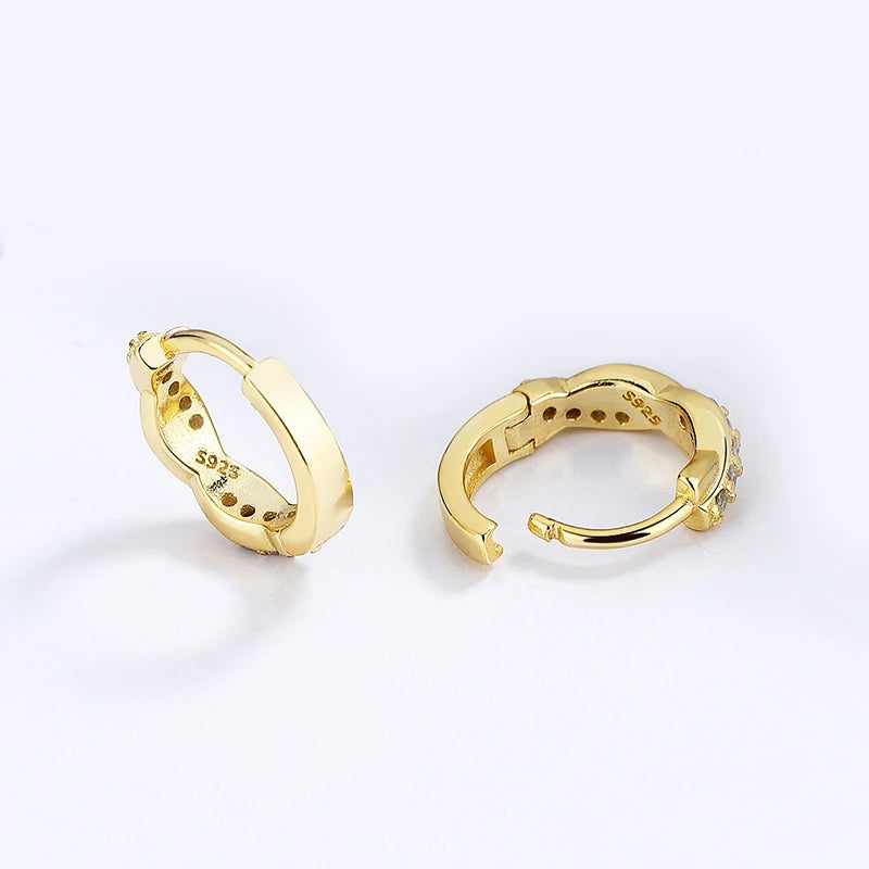 TrustDavis Real 925 Sterling Silver Hoop Sweet Twist Cross CZ Charm Hoop Earrings For Women Office Lady Fine S925 Jewelry DG0117