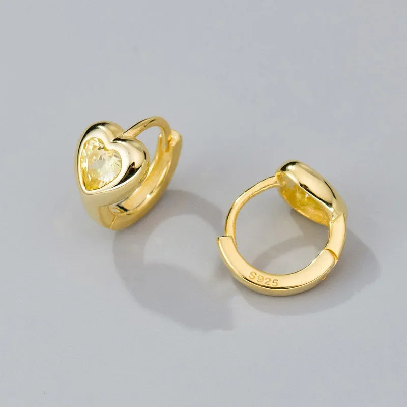 TrustDavis Girls Real 925 Sterling Silver Love Heart Hoop Earrings for Women Daughter Birthday Gift Fine Jewelry DS4284