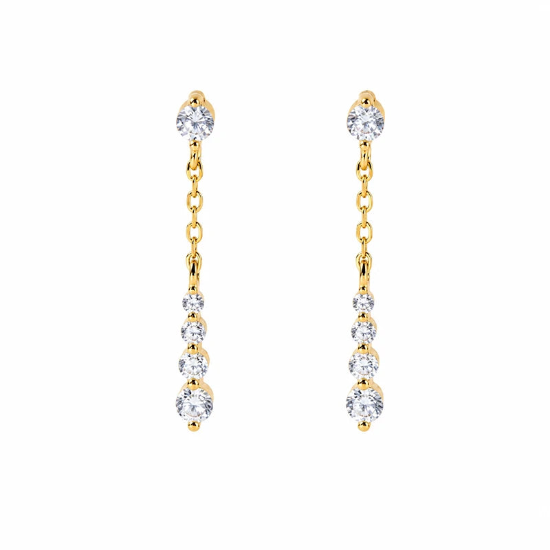 Tassel Zircon Stud Earrings for Women Daily Wear Jewelry Gift DS4981