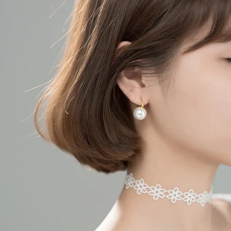 Temperament Synthetic Pearl Hoop Earrings DA776