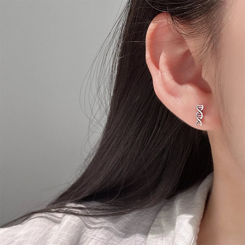 DNA Stud Earrings Minimalist Double Helix Earrings DS5001