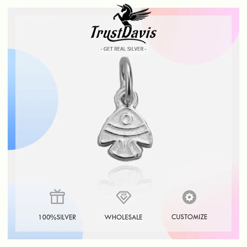 TrustDavis Real 925 Sterling Thai Silver Fashion little fish Charm Pendant Handmade DIY Accessories Wholesale Jewelry DZ1700