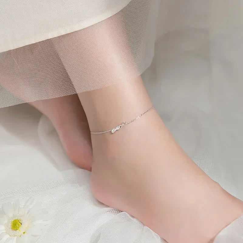 TrustDavis Genuine 925 Sterling Silver Fashion Sweet Minimalist Infinite CZ Anklets For Women Wedding Fine S925 Jewelry DA2007