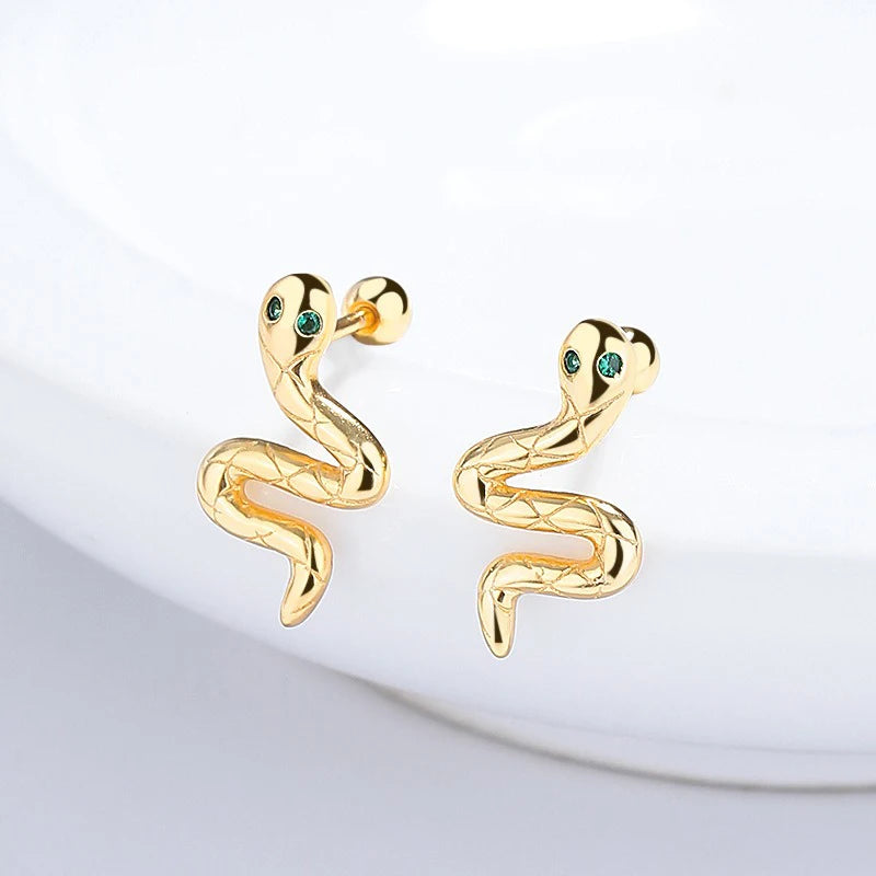 TrustDavis Real 925 Sterling Silver Women's Stud Earring Fashion Snake Spiral Earrings for Women Girls Jewelry Gifts DS4246