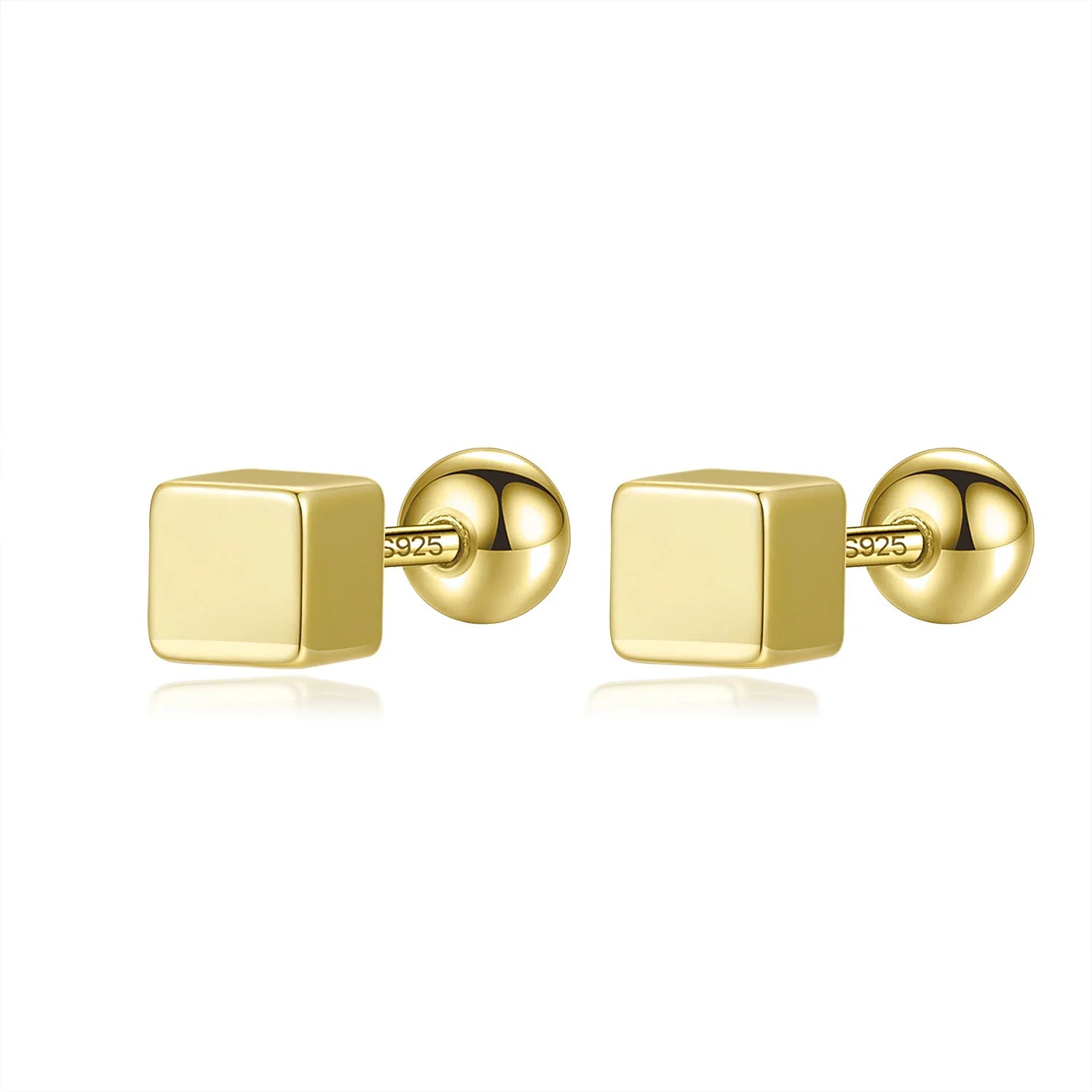 Square Bead Screw Stud Earrings DA2838