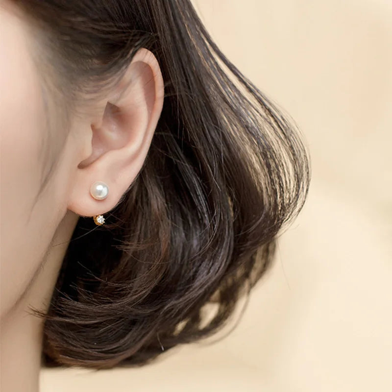 Simple Pearl CZ Stud Earring DA1724