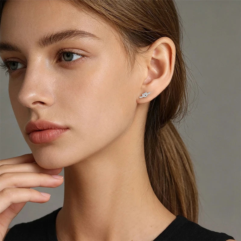 Knot Earring Minimalist Cube CZ Love Knot Stud Earrings DS5000