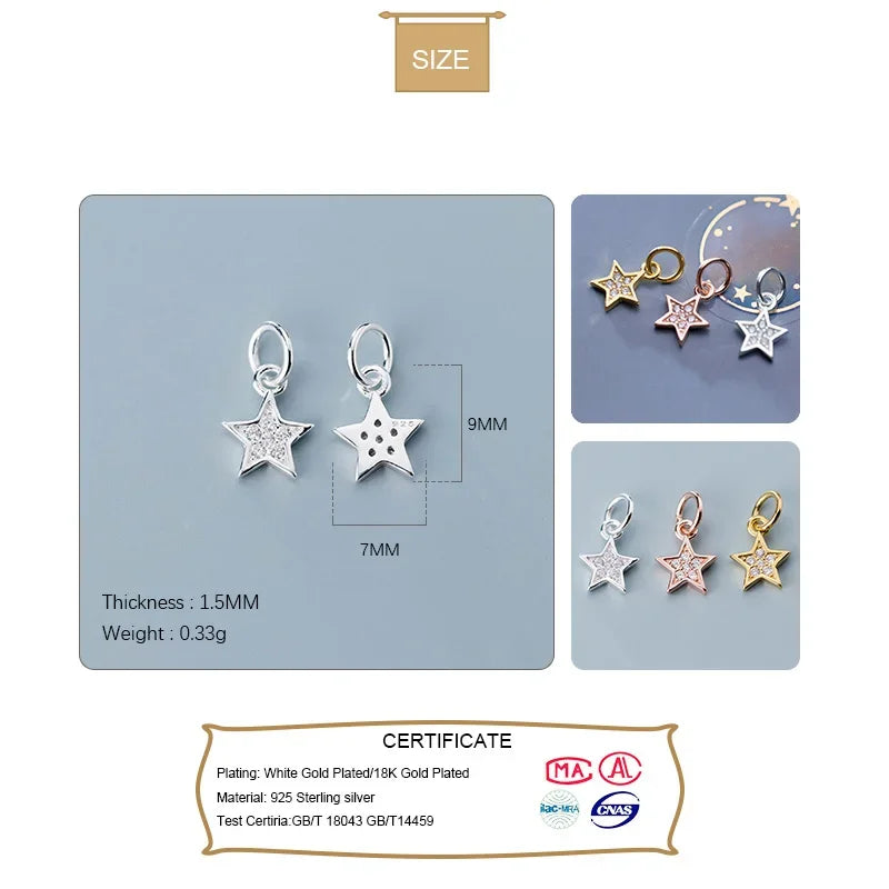 Star Dazzling Charm Pendant DIY Accessories Jewelry DZ109