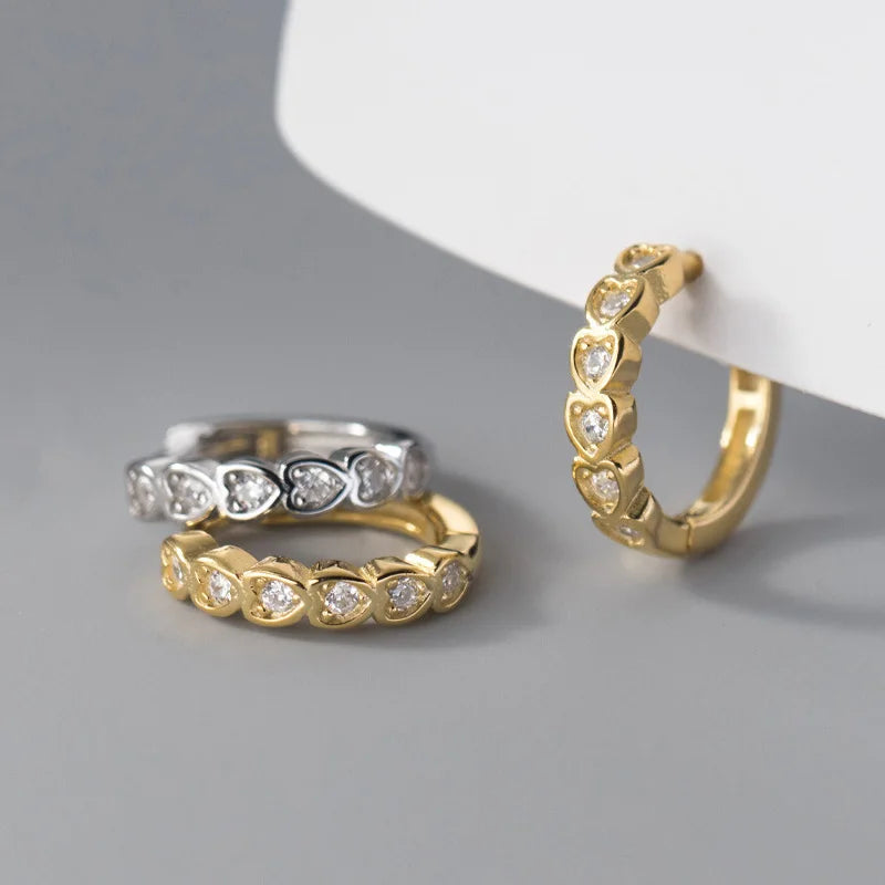 TrustDavis 2023 New 925 Sterling Silver Women Sweet Heart CZ Hoop Earrings for Girls Wedding Party Fine S925 Jewelry DS3874