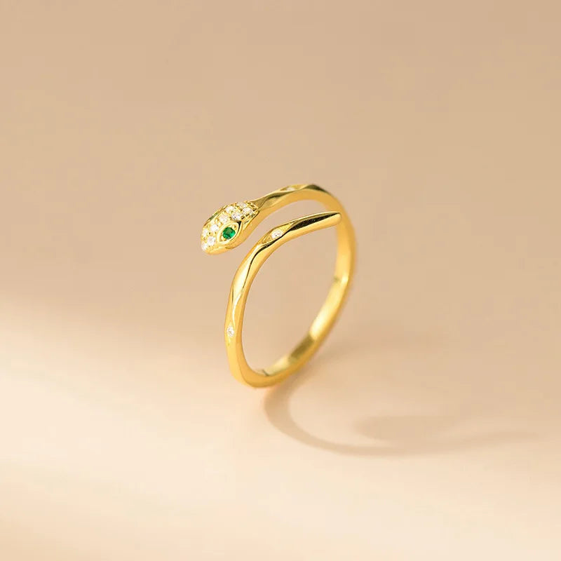 TrustDavis Real 925 Sterling Silver Ring Fashion Sweet Animal Snake Opening Rings for Women Girl Gift Fine Jewelry  DS4175
