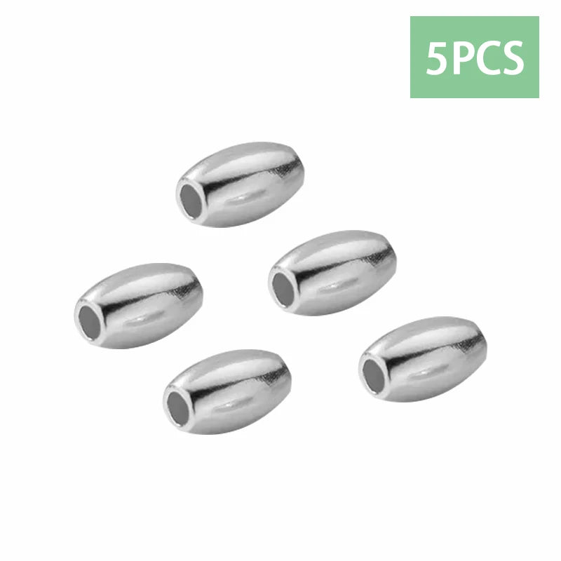 TrustDavis Real 925 Sterling Silver  Glossy Olive Beads Separator Beads DIY Fit Bracelet Necklace Accessories Fine Jewelry HY985