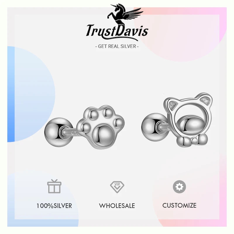 Fashion Sweet Cute Bear Paw Screw Earrings DS4770