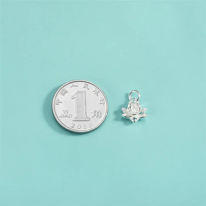 TrustDavis Real 925 Sterling Silver Star Lotus Charm Pendant for Making Necklace Handmade DIY Accessories Fine Jewelry DZ1821