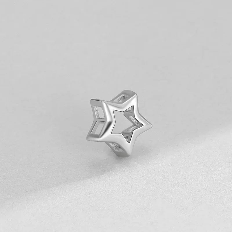 TrustDavis Real 999 Sterling Silver Cute Star Beads DIY Fit Bracelet Necklace Accessories Women Children Jewelry DH0010