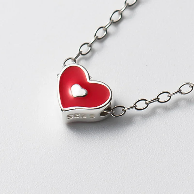 TrustDavis Real 925 Sterling Silver Sweet Romantic Heart Pendant Handmade DIY Necklace Accessories Fine Jewelry DZ1094