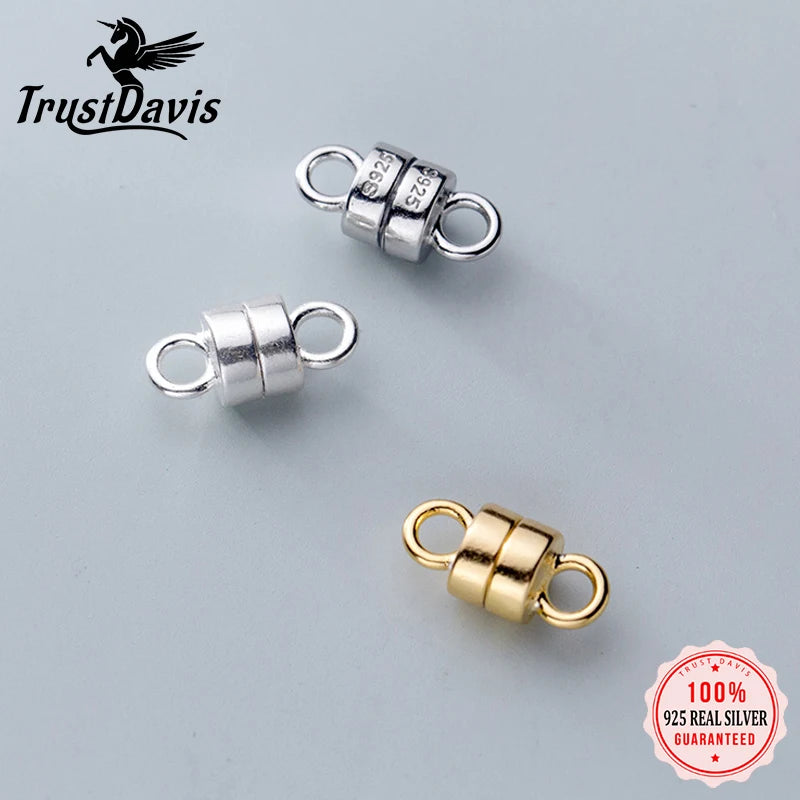 TrustDavis  Real 925 Sterling Silver Fashion Cute Magnet S925 Marking Bracelet Necklace DIY Accessories Jewelry Wholesale DZ110
