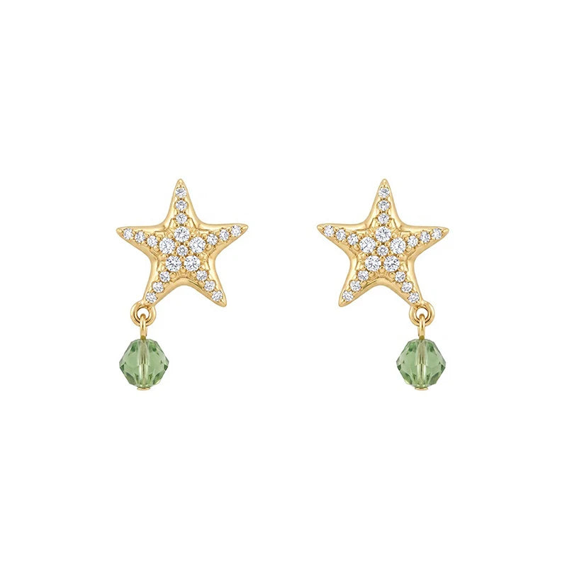 Starfish Zircon Stud Earrings for Women Daily Wear Jewelry Gift DS4980