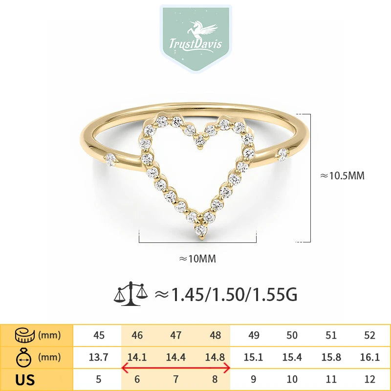 Hollow Heart-shaped Zircon Ring DS4801
