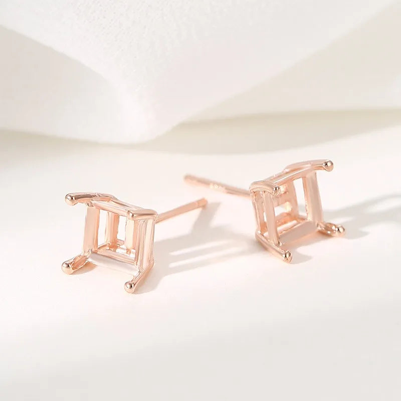 TrustDavis Real 925 Sterling Silver fashion Four clawed square earring ear rest Handmade DIY Accessories Wholesale DZ1761