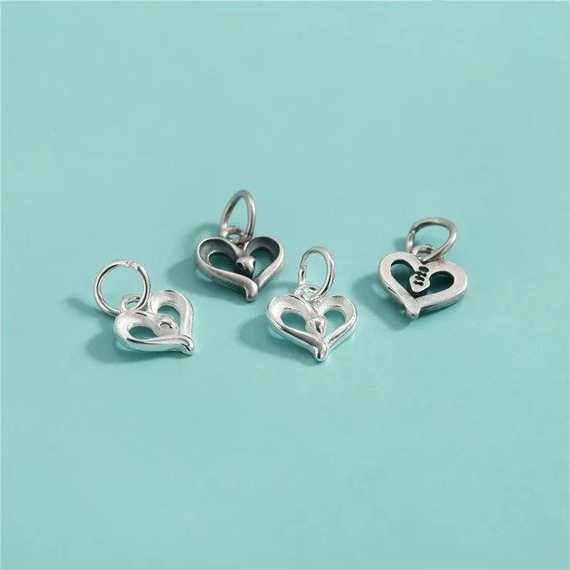 TrustDavis 925 Sterling Silver Fashion Classic Charm Cute Heart Pendant DIY Necklace Bracelet Accessories Fine Jewelry DZ1845