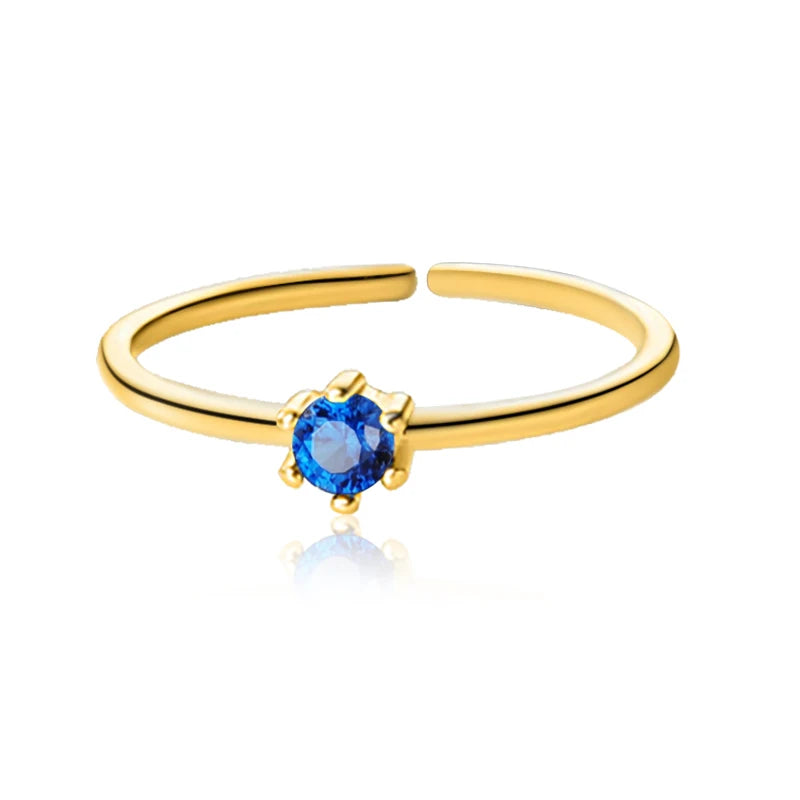 Trustdavis Minimalist 925 Sterling Silver Geometry Round Square Dazzling Blue CZ Ring For Women S925 Ring Jewelry Gift DA966