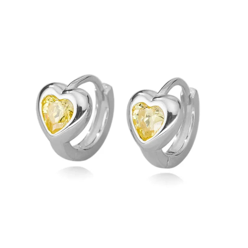 TrustDavis Girls Real 925 Sterling Silver Love Heart Hoop Earrings for Women Daughter Birthday Gift Fine Jewelry DS4284