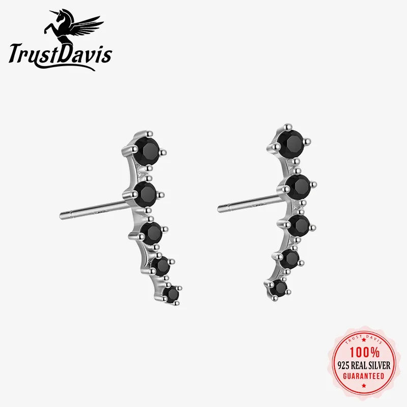 Fashion Unique Curved Colored Zircon Stud Earrings for Women DS4971