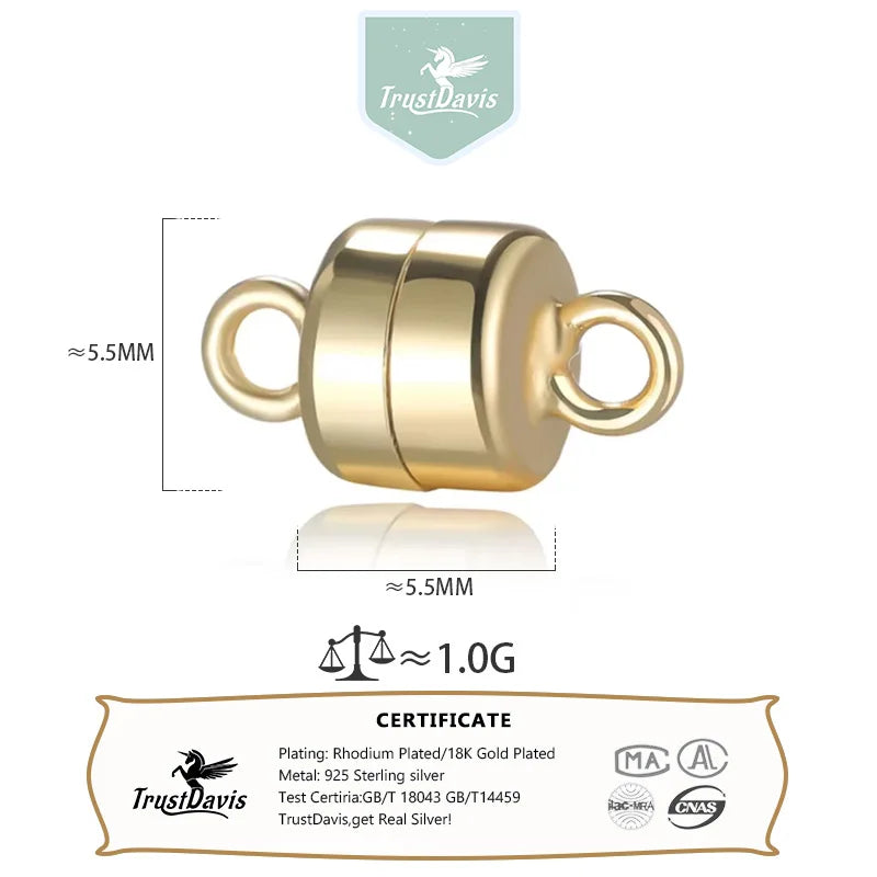 TrustDavis  Real 925 Sterling Silver Fashion Cute Magnet S925 Marking Bracelet Necklace DIY Accessories Jewelry Wholesale DZ110